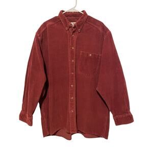 Basic Options Rust Red Corduroy Shirt Button Down Collared Vintage Cotton 2X